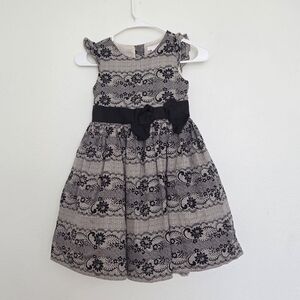 Janie and Jack Pretty in Plaid Black Lace Print Dress Size 6
